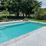 Pool surrounds with polished concrete