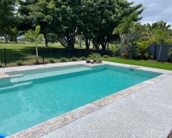 Pool surrounds with polished concrete